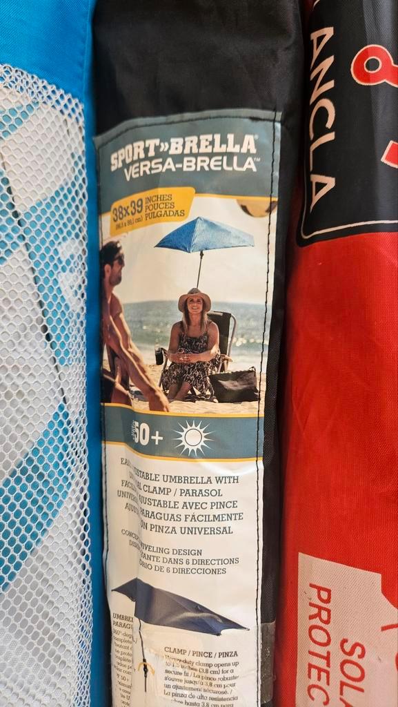 Handige parasol voor strand of tuin, Tuin en Terras, Parasols, Zo goed als nieuw, Strandparasol, Minder dan 1 meter, Verstelbaar