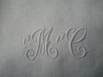 antiek tafelkleed met 10 servetten met monogram nr WW 1243, Antiek en Kunst, Verzenden