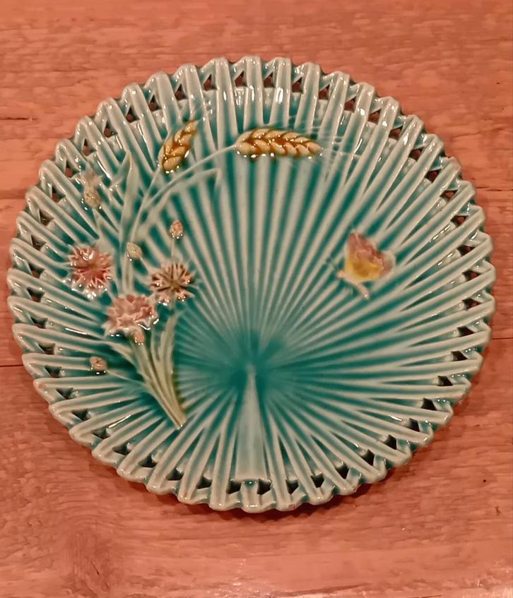 Art Nouveau Majolica graan korenbloem bord Schramberg 1920, Antiek en Kunst, Antiek | Servies los, Ophalen