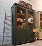 Vintage/Antieke diep groene schoolkast, strakke buffetkast, Huis en Inrichting, Kasten | Vitrinekasten, Ophalen, Gebruikt, 200 cm of meer