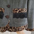Save the Queen blazer grijs + luipaard + kant zwart S 43527, Kleding | Dames, Jasjes, Kostuums en Pakken, ., Zo goed als nieuw