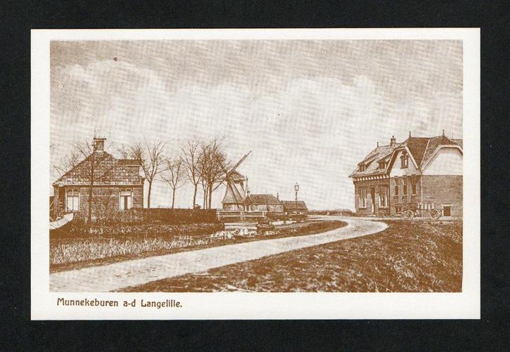 Munnekeburen a/d Langelille Molen Woningen., Verzamelen, Ansichtkaarten | Nederland, Ongelopen, Friesland, Ophalen of Verzenden