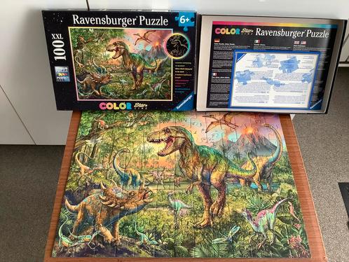 Aparte puzzel dino’s prehistorie color starline fluor 100XXL, Kinderen en Baby's, Speelgoed | Kinderpuzzels, Zo goed als nieuw