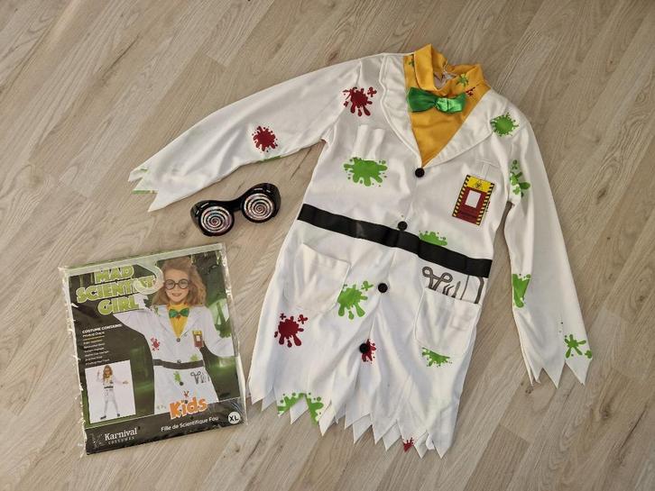 Carnaval kind gekke professor of wetenschapper, maat 152, Kinderen en Baby's, Carnavalskleding en Verkleedspullen, Gebruikt, Jongen of Meisje