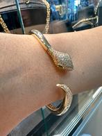 14k gouden Slangen armband met smaragd, Ophalen of Verzenden