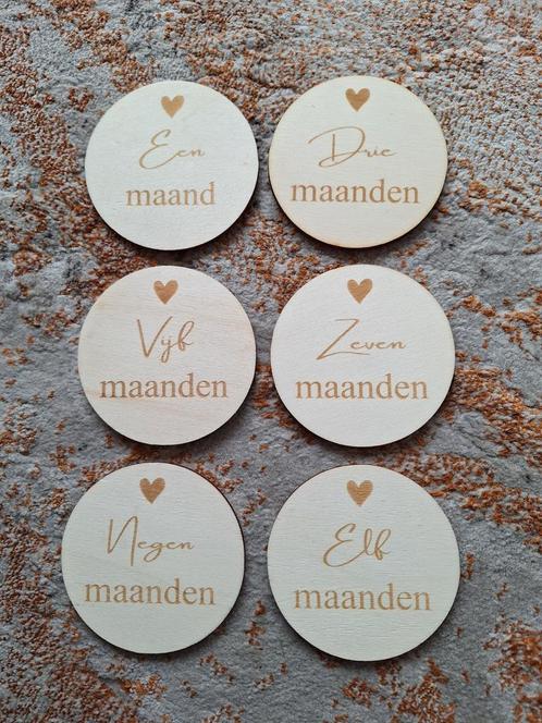 Houten mijlpaalkaartjes - met maanden tot 1 jaar, Kinderen en Baby's, Kinderkleding | Overige, Nieuw, Jongen of Meisje, Ophalen of Verzenden