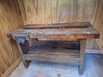 Oude houten werkbank bankschroef Technische school, Ophalen, Gebruikt, 70 tot 120 cm, Bankschroef