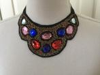 Fonkelende stenen choker statement ketting, Sieraden, Tassen en Uiterlijk, Overige materialen, Verstelbaar, Zwart, Nieuw