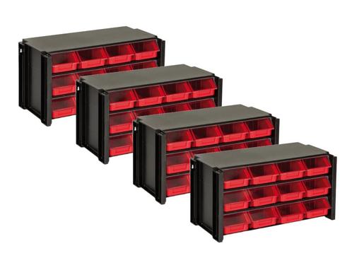 Tayg 312007/4 4 x Stapelbare wandkast met klep - 12 bakken, Doe-het-zelf en Verbouw, Gereedschap | Handgereedschap