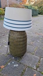 Unieke rieten tafellamp met gestreepte kap, Ophalen