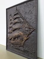 gietijzeren wandplaquette haardplaat schip oude driemaster, Ophalen, Zo goed als nieuw, Inbouwhaard, Houthaard