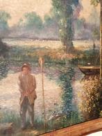 olie op doek visser impressionisme 1900, Ophalen of Verzenden