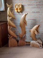 Houten Dolfijn Beelden Set, Antiek en Kunst, Ophalen of Verzenden