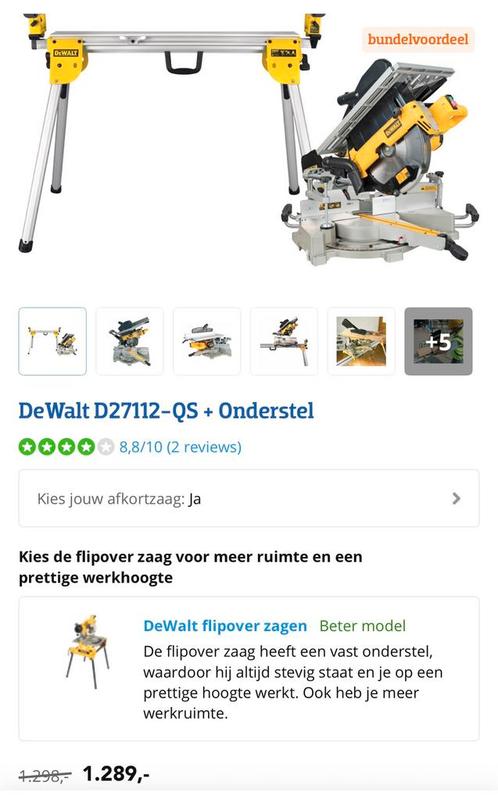DeWalt D27112 + DE7033, Doe-het-zelf en Verbouw, Gereedschap | Zaagmachines, Zo goed als nieuw, Afkortzaag, 1200 watt of meer