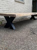 Robuuste industriële tuinbank massief Amerikaans eiken., Tuin en Terras, Tuinbanken, Ophalen, Gebruikt, Hout