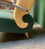 Twee vintage fauteuils / stoelen - groen geel retro fauteuil, Huis en Inrichting, Fauteuils, Ophalen, Gebruikt, Metaal, Minder dan 75 cm