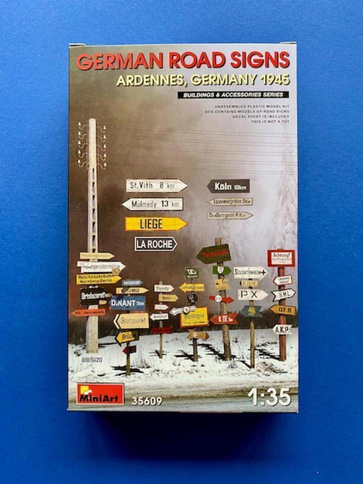 MiniArt	35609	German Road Signs Ardennes, Germany 1945	1/35, Hobby en Vrije tijd, Modelbouw | Figuren en Diorama's, Nieuw, 1:35 tot 1:50