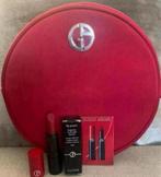 Prachtige, rode ronde make up tas Armani,vol met miniaturen, Lippen, Nieuw, Ophalen of Verzenden, Make-up