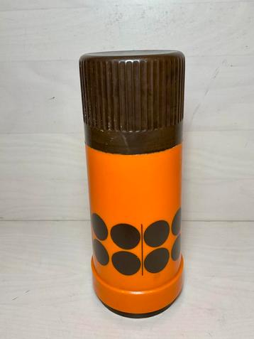 Vintage thermosfles oranje en burin ongeveer 250 ml beschikbaar voor biedingen