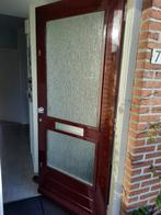 Hardhouten voordeur, Doe-het-zelf en Verbouw, Deuren en Horren, 80 tot 100 cm, Gebruikt, Glas, Buitendeur