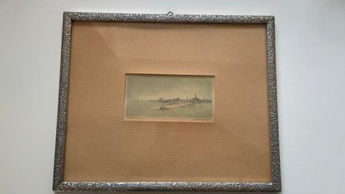Ets/aquarel van Spaarne door Poppe Damave, Antiek en Kunst, Kunst | Etsen en Gravures, Ophalen of Verzenden