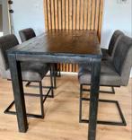 Mooie zwarte bartafel, met 4 antraciete barstoelen!, Huis en Inrichting, Tafels | Eettafels, Ophalen, Gebruikt, 100 tot 150 cm