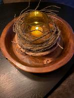 Landelijke teakhouten schaal, Ophalen, Schaal, Rond, Zo goed als nieuw