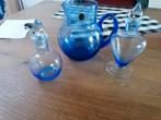 Setje blauw glaswerk, Ophalen, Gebruikt, Glas, Overige stijlen