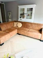 Cognac hoekbank - 260x220 cm, Huis en Inrichting, Ophalen, Hout, 250 tot 300 cm, Gebruikt