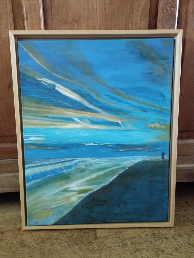 Mooi schilderij incl baklijst afm ca 40x50 cm, Ophalen of Verzenden