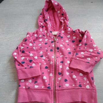 Roze sweatjas met hartjes opdruk, maat 80 beschikbaar voor biedingen