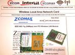 Z-Com Intersil XG-602MB XG-601M 54Mbps Mini PCI Card Wifi, Ophalen of Verzenden, Vintage computer