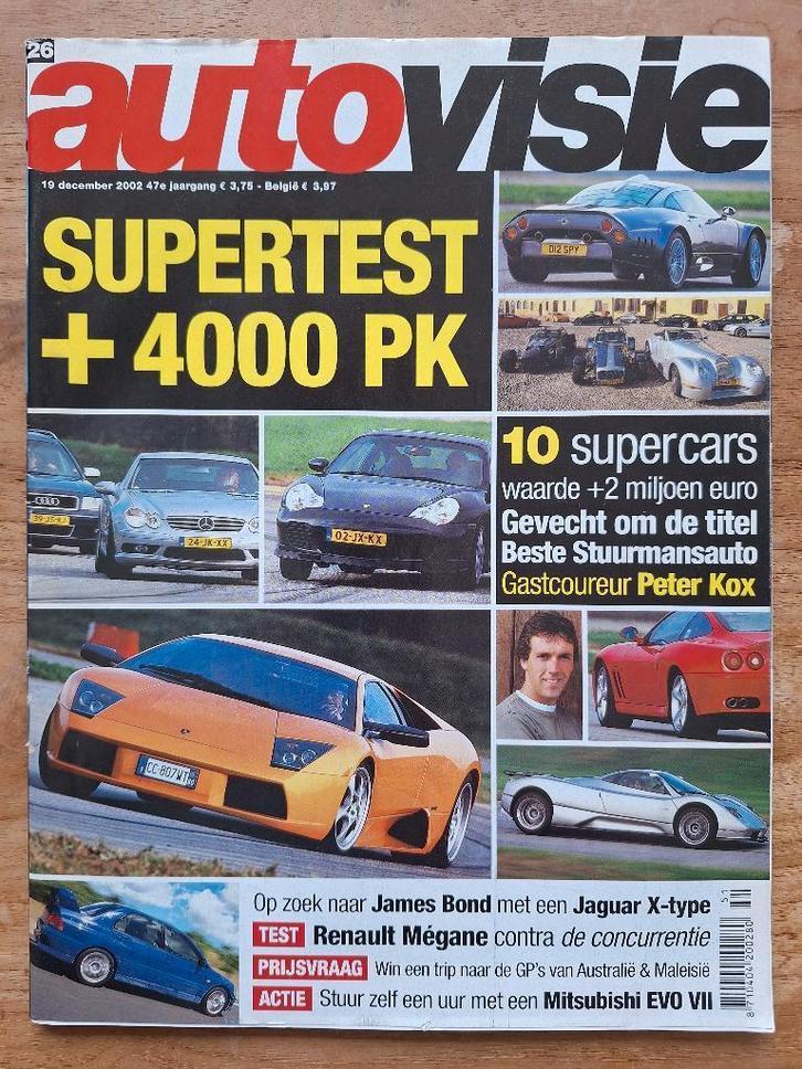 Autovisie #26 2002 Supertest+4000 pk inhoudopgave zie foto 2, Boeken, Auto's | Folders en Tijdschriften, Gelezen, Algemeen, Ophalen of Verzenden