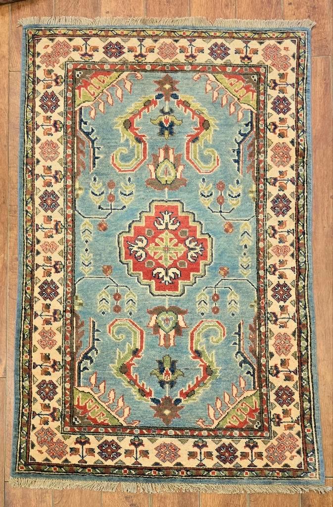 Handgeknoopte Oosterse Tapijt Kazak 153X97 Cm Perzisch Kleed, Huis en Inrichting, Stoffering | Tapijten en Kleden, Zo goed als nieuw