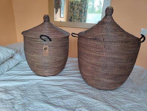 Set grote manden, Huis en Inrichting, Woonaccessoires | Schalen en Manden, Zo goed als nieuw, Rond, Riet, Ophalen