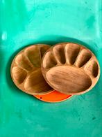 Vintage teak hout borrelbord snackschaal gourmet set van 2, Ophalen of Verzenden