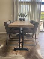 Nieuw - Stoere eettafel met 4 leren stoelen, Huis en Inrichting, Tafels | Eettafels, Ophalen, Stoer, sober, VT Wonen, Nieuw, 50 tot 100 cm