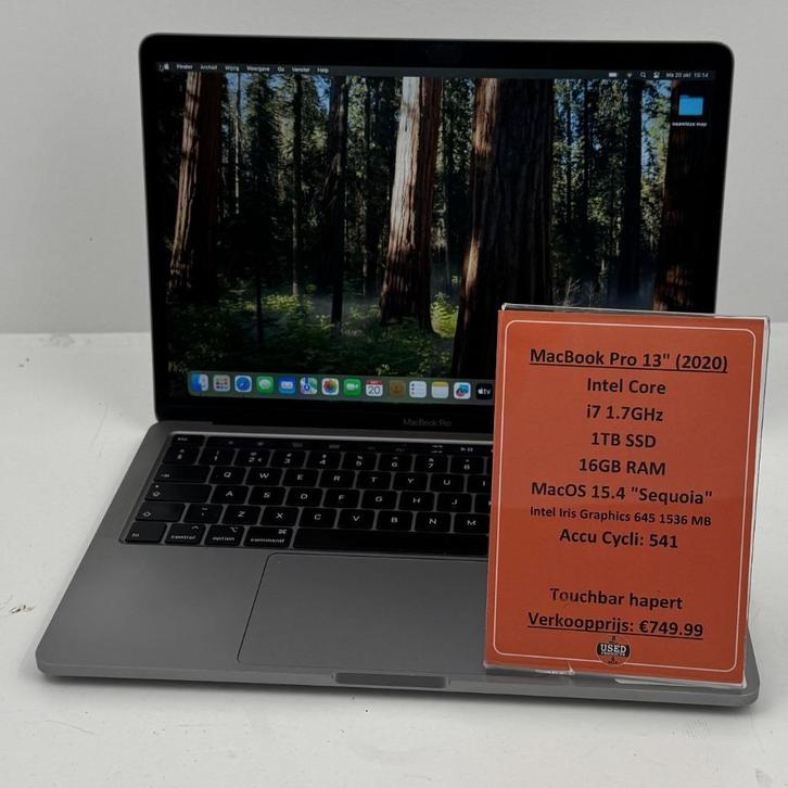 Macbook Pro 2020 13inch laptop | Touchbar Hapert | i7, Computers en Software, Apple Macbooks, Zo goed als nieuw, MacBook Pro, 13 inch