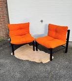 Vintage oranje fauteuil, stukprijs, Huis en Inrichting, Fauteuils, Ophalen of Verzenden, Gebruikt, 75 tot 100 cm, 50 tot 75 cm
