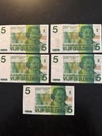 Setje van 5 Gulden Biljetten (1973) 5 biljetten, Postzegels en Munten, Bankbiljetten | Nederland, Verzenden, 5 gulden, Setje
