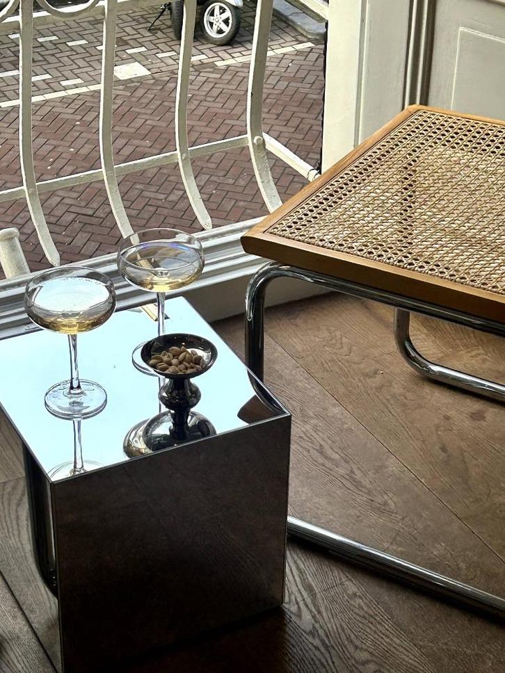 Bijzettafel spiegel - Handgemaakt - klein, Huis en Inrichting, Tafels | Bijzettafels, Nieuw, Vierkant, Minder dan 45 cm, Minder dan 55 cm