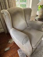 Fauteuil (hoge rug en oortjes) stof, lichtolijf groen, Huis en Inrichting, Fauteuils, Ophalen, Gebruikt, Minder dan 75 cm, 75 tot 100 cm