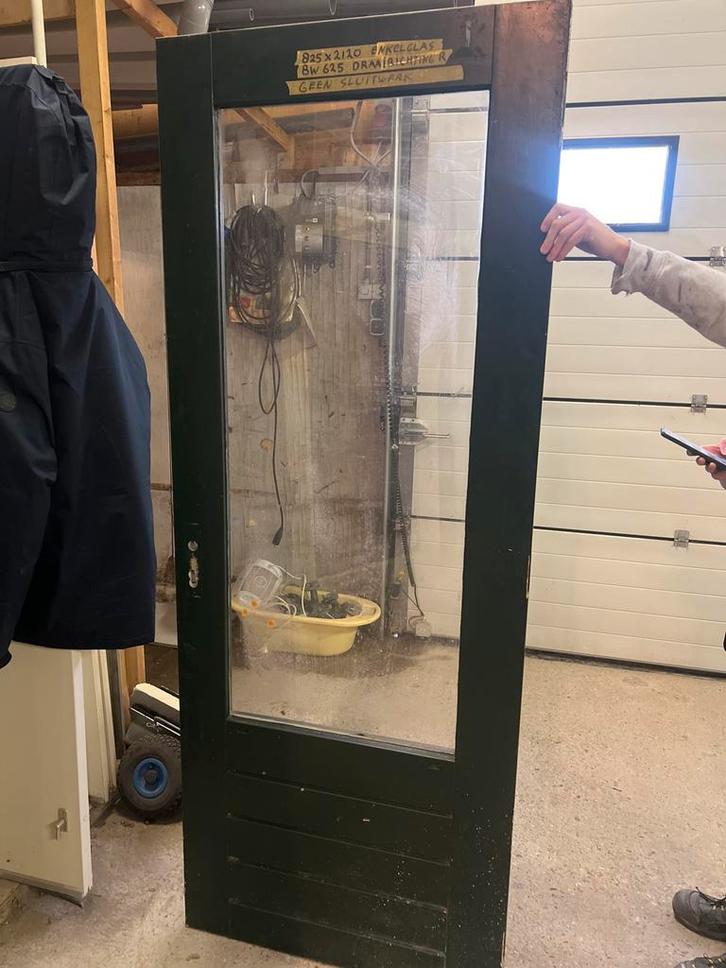 Achterdeur enkel glas, rechtsdraaiend, Doe-het-zelf en Verbouw, Deuren en Horren, Gebruikt, Buitendeur, 215 cm of meer, Minder dan 80 cm