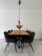 Eettafel visgraat 200x90 met kruispoot, Huis en Inrichting, Tafels | Eettafels, Teakhout, 200 cm of meer, Zo goed als nieuw, Vijf personen of meer