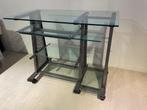 Glazen Kantoor-PC-Game bureaumeubel, Huis en Inrichting, Bureaus, Ophalen, Met wielen, Zo goed als nieuw, Bureau