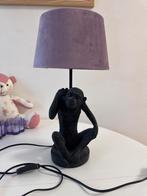 Zwarte Aap Tafellamp met Paarse Kap, Antiek en Kunst, Antiek | Lampen, Ophalen of Verzenden