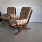 Set van 2 vintage clubzetels / fauteuils Westnofa stijl, Huis en Inrichting, Ophalen, Minder dan 75 cm, 50 tot 75 cm