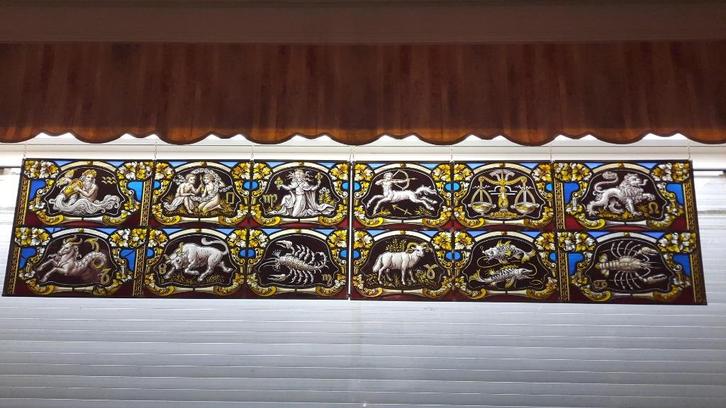 antiek brandglas horoscoop zodiac dierenriem sterrenbeeld, Antiek en Kunst, Curiosa en Brocante, Ophalen