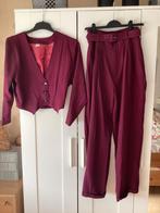 Vintage Broekpak dames in fuchsia met zwart maat 36, Kleding | Dames, Kostuum of Pak, Ophalen of Verzenden, Zo goed als nieuw