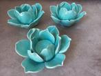 3 waxinelichthouders in de vorm van een lotusbloem, Huis en Inrichting, Woonaccessoires | Kandelaars en Kaarsen, Ophalen of Verzenden